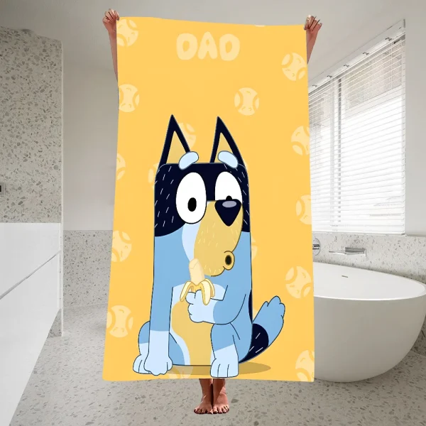 Cute B-Bluey-s D-Dog Quick Drying Pure Cotton Polyester Thick Bath Towel For Children And Adults, Sports Travel, Swimming Towels 4