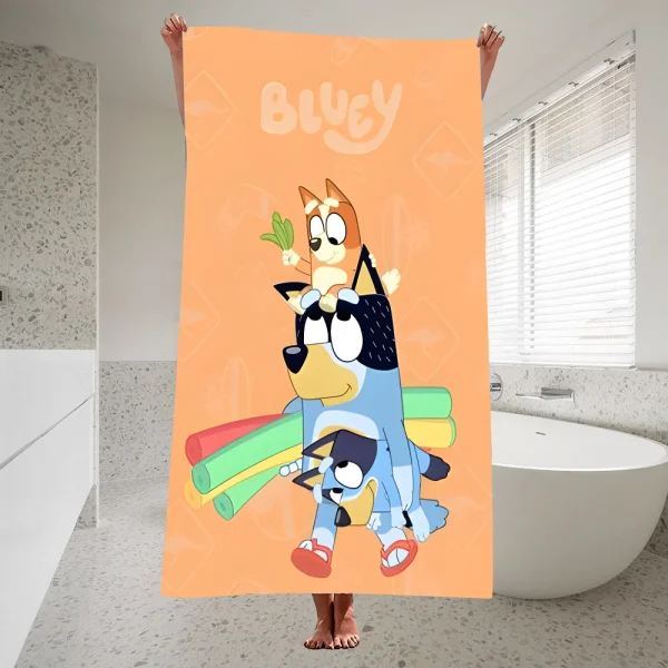 Cute B-Bluey-s D-Dog Quick Drying Pure Cotton Polyester Thick Bath Towel For Children And Adults, Sports Travel, Swimming Towels 5