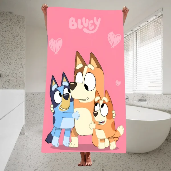 Cute B-Bluey-s D-Dog Quick Drying Pure Cotton Polyester Thick Bath Towel For Children And Adults, Sports Travel, Swimming Towels 6