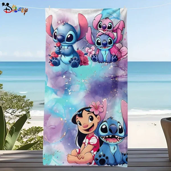 Stitch and Lilo Buddy Beach TowelMicrofiber terry bath towels for yoga, travel, swimming, fitness and camping 1