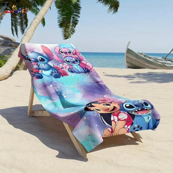 Stitch and Lilo Buddy Beach TowelMicrofiber terry bath towels for yoga, travel, swimming, fitness and camping 2