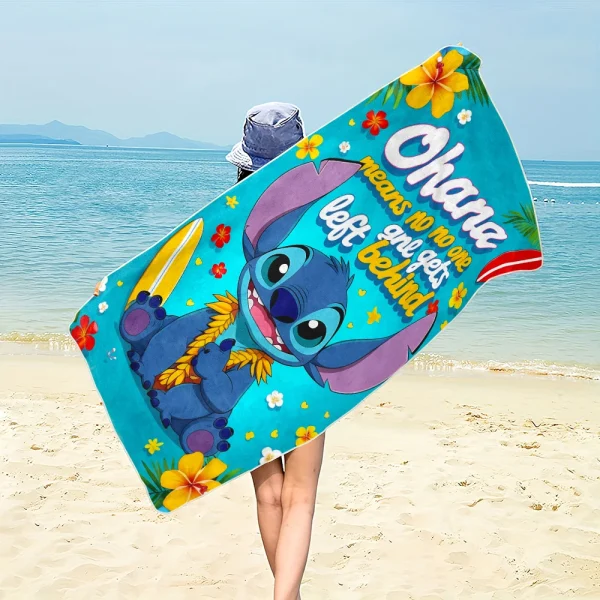 1pc Disney Beach towel Stitch Cartoon pattern elements Ultra-Absorben Windproof & Sun-Protective-Ideal for Beach Travel Camping 2