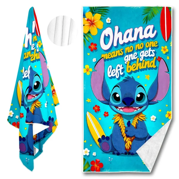 1pc Disney Beach towel Stitch Cartoon pattern elements Ultra-Absorben Windproof & Sun-Protective-Ideal for Beach Travel Camping 3