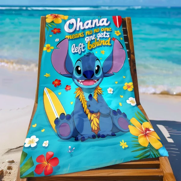1pc Disney Beach towel Stitch Cartoon pattern elements Ultra-Absorben Windproof & Sun-Protective-Ideal for Beach Travel Camping 4