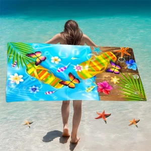 1pc Disney Beach Towel Ocean Element Cartoon Pattern Elements Ultra-Absorben Windproof Sun-Protective-Ideal Beach Travel Camping 1