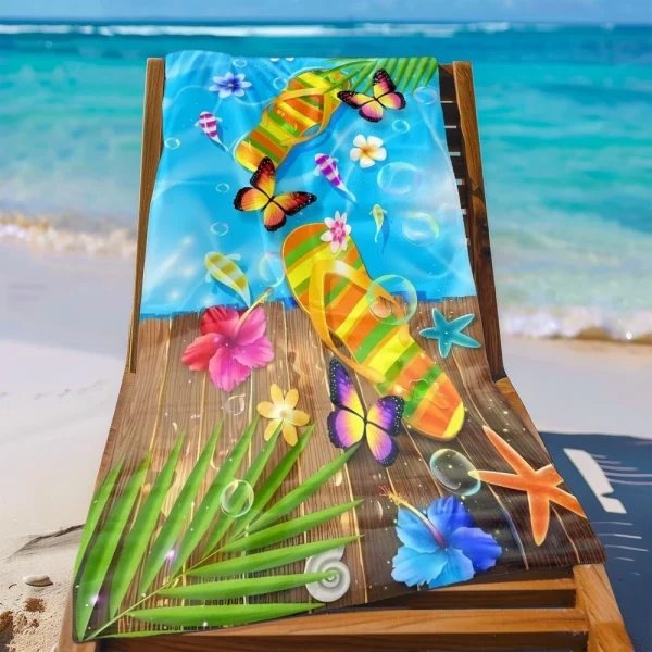 1pc Disney Beach Towel Ocean Element Cartoon Pattern Elements Ultra-Absorben Windproof Sun-Protective-Ideal Beach Travel Camping 3