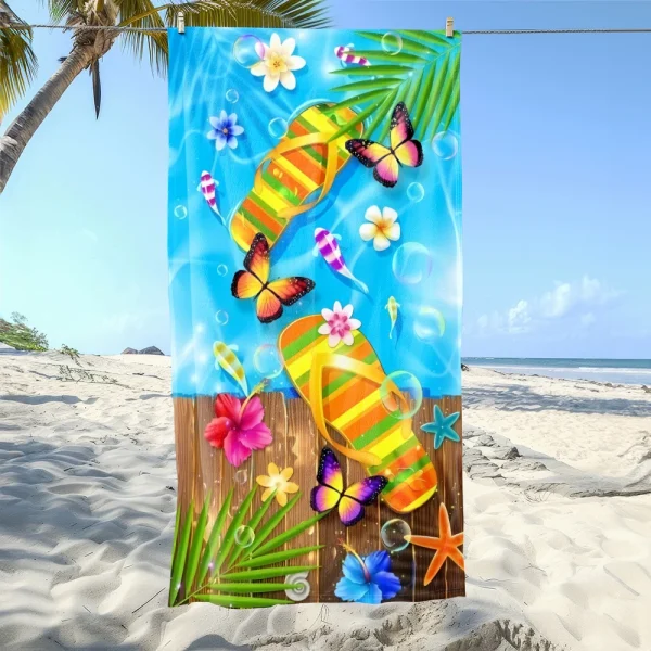 1pc Disney Beach Towel Ocean Element Cartoon Pattern Elements Ultra-Absorben Windproof Sun-Protective-Ideal Beach Travel Camping 4