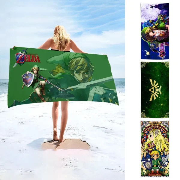 Hot Games Zeldas of Legends Beach Towel Microfiber Sand Free Quick Dry Soft Pool Towels Gift for Women Travel Gym Shower Camping 1