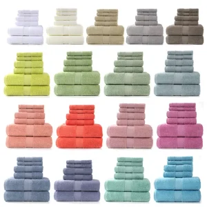 6PCS / 3PCS Cotton Towel Set Luxury Lace Embroidered Bath Towel Face Towel Hand Towel Washcloths Quick Dry Terry Towels 17Colors 1