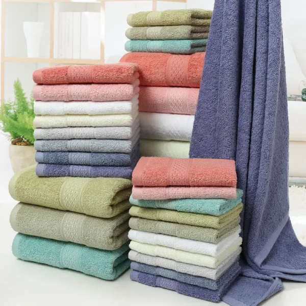6PCS / 3PCS Cotton Towel Set Luxury Lace Embroidered Bath Towel Face Towel Hand Towel Washcloths Quick Dry Terry Towels 17Colors 6