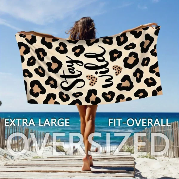 Stay Wild Leopard-Print Beach Towel: Extra Large, Skin-Friendly, Quick Dry! Suitable for towels, bath towels, beach towels 2