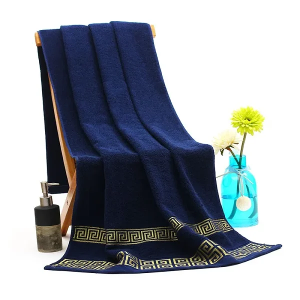 Blue White Cotton Highly Absorbent Embroidered Towels Set Hotel Bath Towel Hand Towels Extra Thick Beach Bath Towels Daily Usage 4
