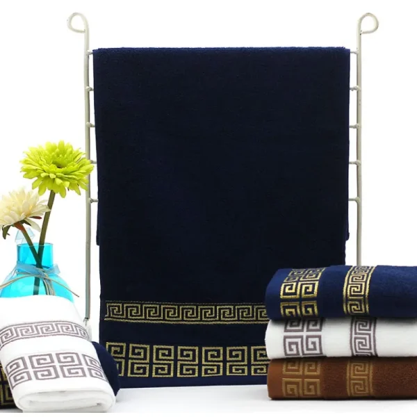Blue White Cotton Highly Absorbent Embroidered Towels Set Hotel Bath Towel Hand Towels Extra Thick Beach Bath Towels Daily Usage 5