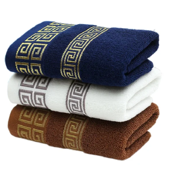 Blue White Cotton Highly Absorbent Embroidered Towels Set Hotel Bath Towel Hand Towels Extra Thick Beach Bath Towels Daily Usage 6