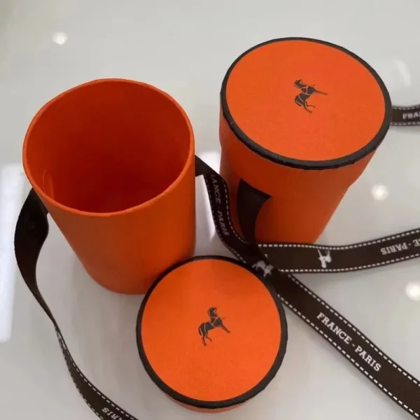 French Orange Cylinder Scarf Ribbon Gift Box Set High-end Boutique Gift Box Preferred Gift Set High-quality Scarf Gift Box 1