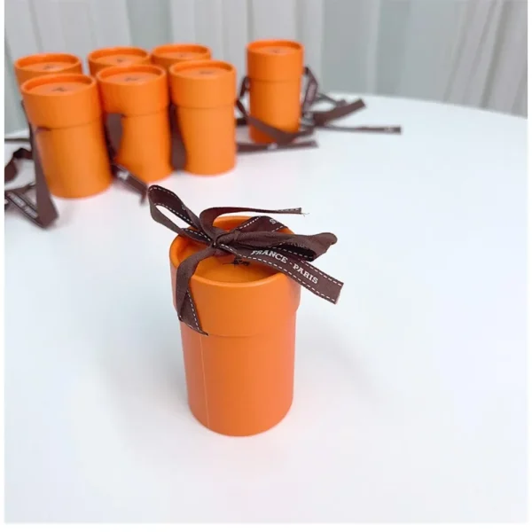 French Orange Cylinder Scarf Ribbon Gift Box Set High-end Boutique Gift Box Preferred Gift Set High-quality Scarf Gift Box 2