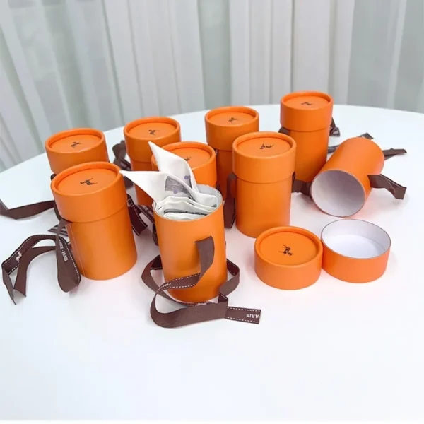 French Orange Cylinder Scarf Ribbon Gift Box Set High-end Boutique Gift Box Preferred Gift Set High-quality Scarf Gift Box 3