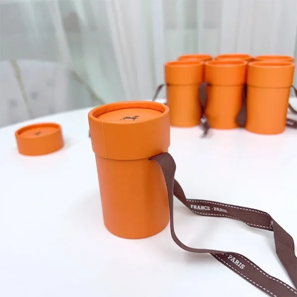 French Orange Cylinder Scarf Ribbon Gift Box Set High-end Boutique Gift Box Preferred Gift Set High-quality Scarf Gift Box 4