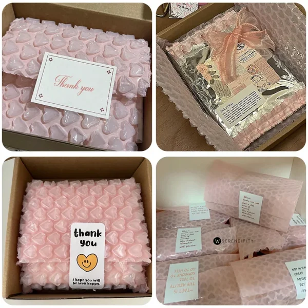 20cmx5 Meters Pink Blue Lovely Heart Shape Bubble Wrap Shockproof Package For Gifts Box Fragile Glass Goods Pack Party Decor 6