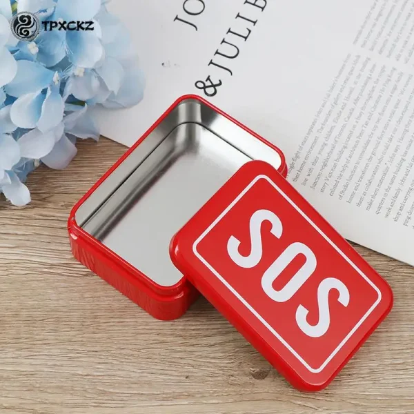 1pcs SOS Tin plate Medicine First Aid Pill Box Outdoor Survival Gear Kits Emergency Case 1