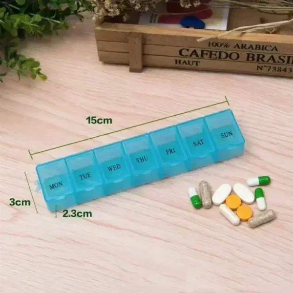 Portable 7 Day Pill Box Organizer Travel Pill Box Pill Storage Compartment Box Medicine Tablet Holder PillSplitter 6