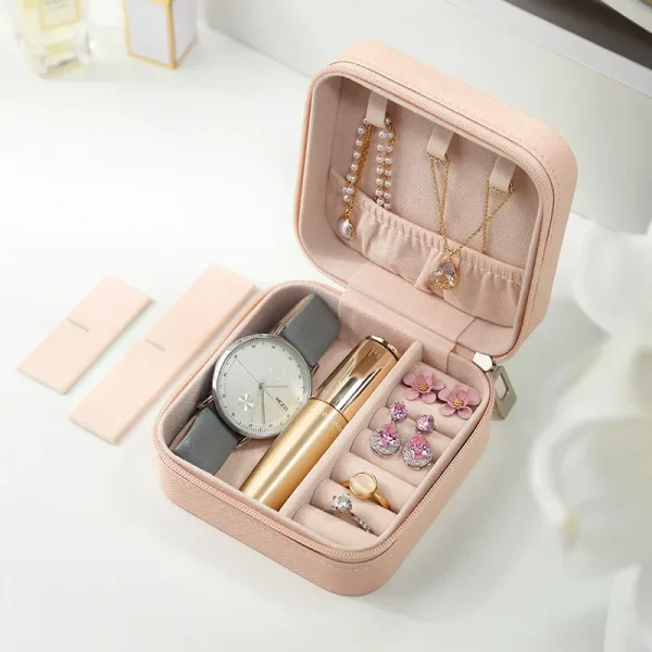 PU Jewelry Organizer Display Travel Jewelry Case Boxes Travel Portable Jewelry Box Leather Storage organizador Earring Holder 4