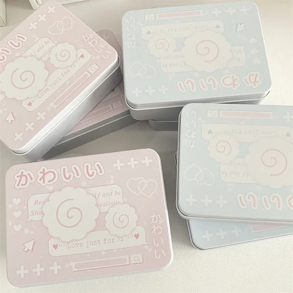 Tinplate Storage Box Cartoon Photocards Small Card Tin Storage Cans Coin Earrings Headphones Case Jewelry Collect 1