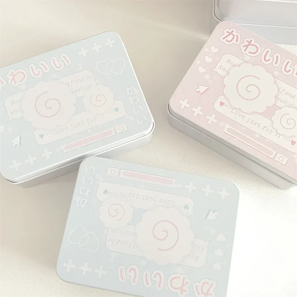 Tinplate Storage Box Cartoon Photocards Small Card Tin Storage Cans Coin Earrings Headphones Case Jewelry Collect 2