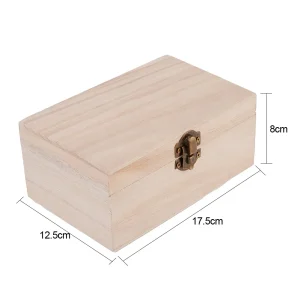 1PC Wooden Boxes With Lid Square Hinged Jewellery Craft Storage Box For Home Decoration DIY Hand-Made Mother's Day 1