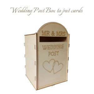 DIY Wooden Wedding Mailbox Post Box with Lock Rustic Hollow Gift Card Holder for Reception Wedding Anniversary Party Decoration 1