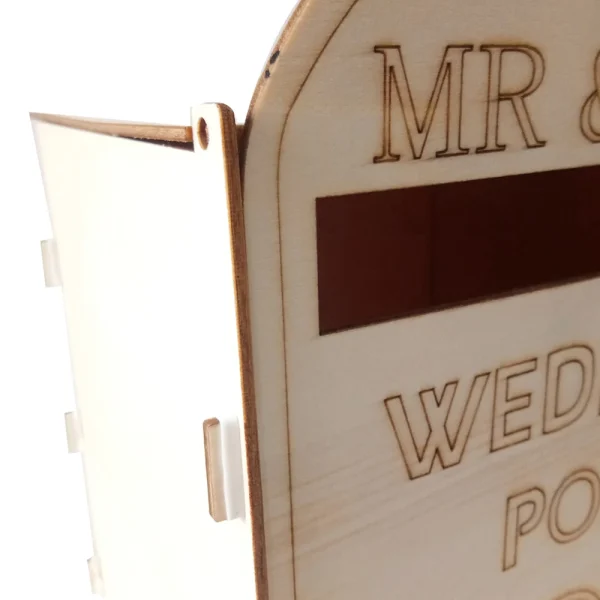 DIY Wooden Wedding Mailbox Post Box with Lock Rustic Hollow Gift Card Holder for Reception Wedding Anniversary Party Decoration 4