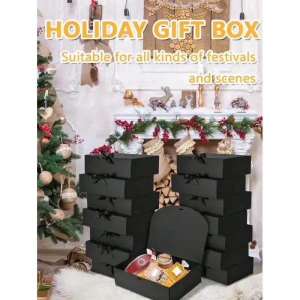 1/5pcs Black Gift Box With Lid, Deluxe Black Gift Box With Ribbon, Best Man Proposal Box, Bridesmaid Boxes, Graduation Favors 2