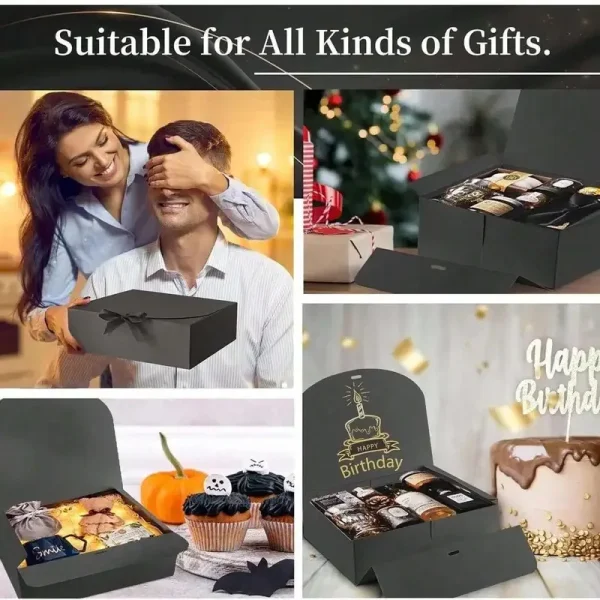 1/5pcs Black Gift Box With Lid, Deluxe Black Gift Box With Ribbon, Best Man Proposal Box, Bridesmaid Boxes, Graduation Favors 5