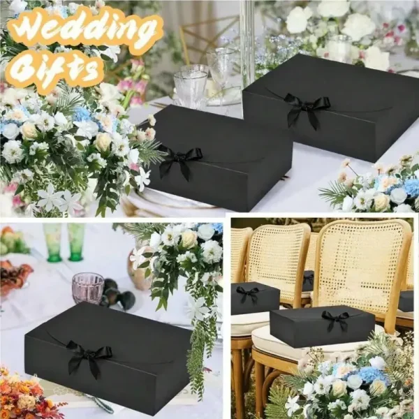 1/5pcs Black Gift Box With Lid, Deluxe Black Gift Box With Ribbon, Best Man Proposal Box, Bridesmaid Boxes, Graduation Favors 6