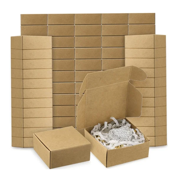 10Pcs Small Kraft Paper Gift Boxes 2.16'' x 2.16'' x 0.98'' for Ornaments Earring Jewelry Wrapping Packaging Cardboard Boxes 1