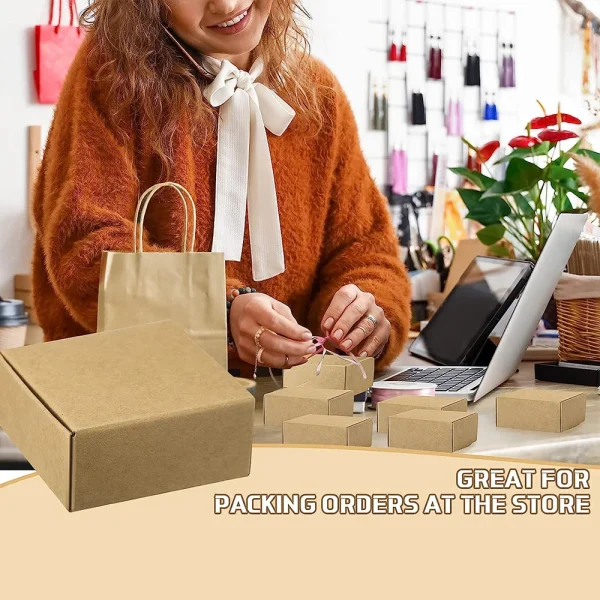 10Pcs Small Kraft Paper Gift Boxes 2.16'' x 2.16'' x 0.98'' for Ornaments Earring Jewelry Wrapping Packaging Cardboard Boxes 2