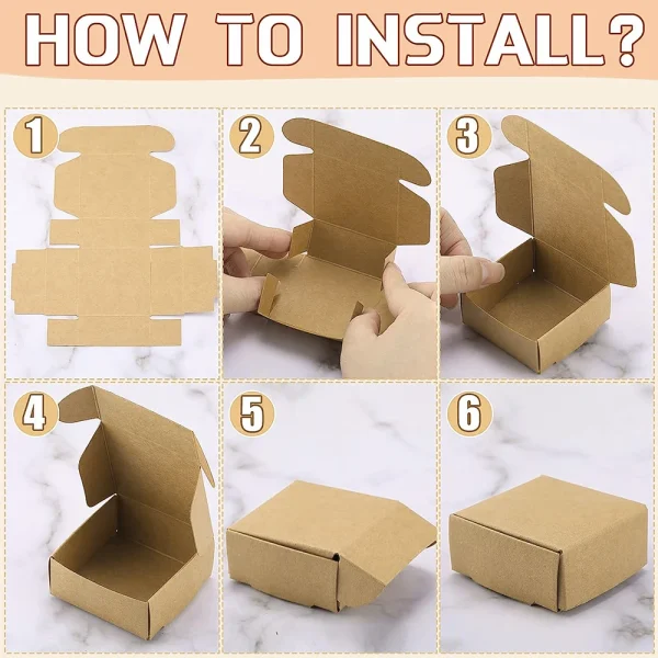10Pcs Small Kraft Paper Gift Boxes 2.16'' x 2.16'' x 0.98'' for Ornaments Earring Jewelry Wrapping Packaging Cardboard Boxes 6