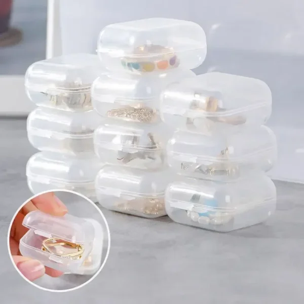 12pcs/set Mini Clear Plastic Storage Box Jewelry Storage Case Transparent Storage Organizer Multifunctional Portable Jewelry Box 2
