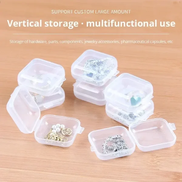 12pcs/set Mini Clear Plastic Storage Box Jewelry Storage Case Transparent Storage Organizer Multifunctional Portable Jewelry Box 3