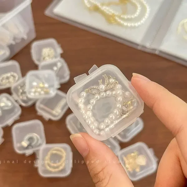 12pcs/set Mini Clear Plastic Storage Box Jewelry Storage Case Transparent Storage Organizer Multifunctional Portable Jewelry Box 4