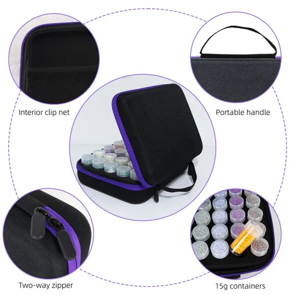 Blue 30 Grids Diamond Painting Bead Storage Boxes Large Capacity Set With Accessories Mosaic Container Bag Tool Kit 4
