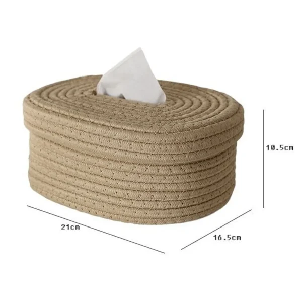 Tissue Box Cotton Rope Woven Tissue Box Storage Box Desktop Storage Box Pumping Paper Box Home Office Room Car Decor Tissue Box 3