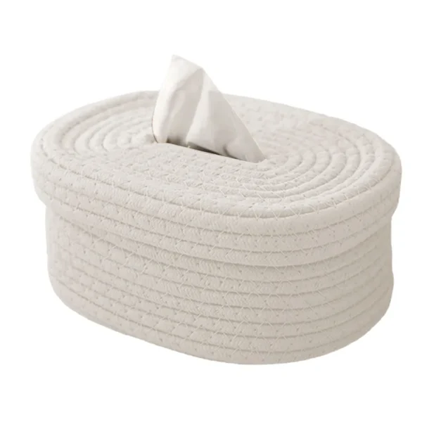 Tissue Box Cotton Rope Woven Tissue Box Storage Box Desktop Storage Box Pumping Paper Box Home Office Room Car Decor Tissue Box 4