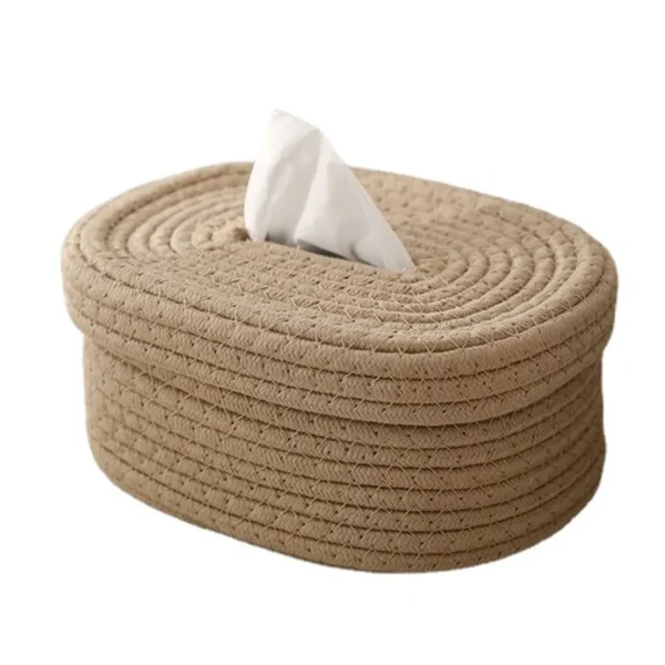 Tissue Box Cotton Rope Woven Tissue Box Storage Box Desktop Storage Box Pumping Paper Box Home Office Room Car Decor Tissue Box 5