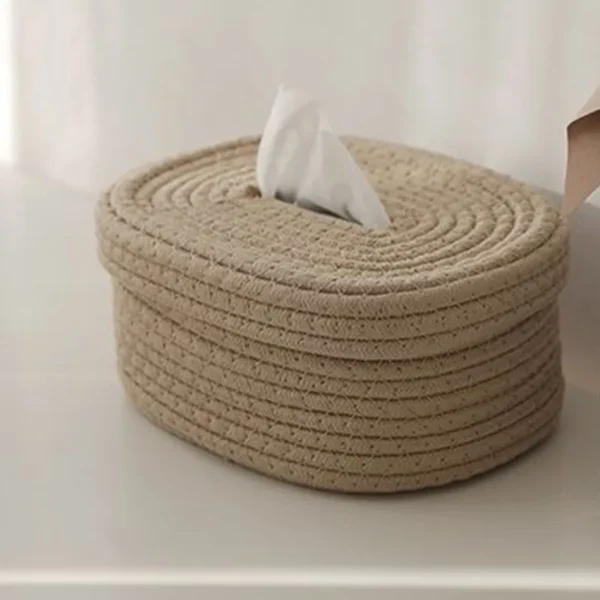 Tissue Box Cotton Rope Woven Tissue Box Storage Box Desktop Storage Box Pumping Paper Box Home Office Room Car Decor Tissue Box 6