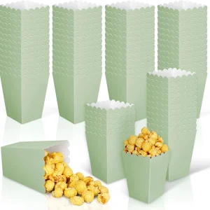 12 pcs  Sage Green Mini Popcorn Boxes Green Popcorn Buckets Candy Favor Boxes for Movie Night Party Supplies 1