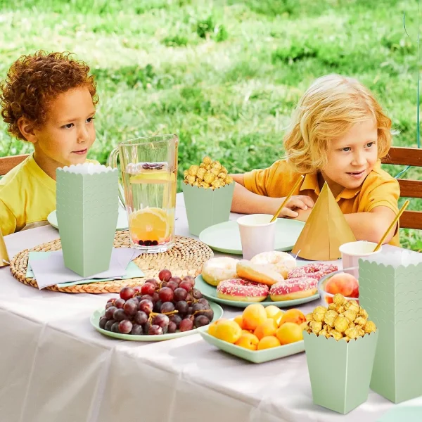 12 pcs  Sage Green Mini Popcorn Boxes Green Popcorn Buckets Candy Favor Boxes for Movie Night Party Supplies 5