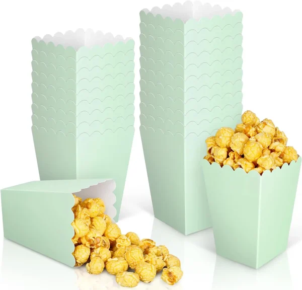 12 pcs  Sage Green Mini Popcorn Boxes Green Popcorn Buckets Candy Favor Boxes for Movie Night Party Supplies 6