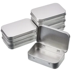1Pc Metal Rectangular Empty Mini Tin Box Tinplate Push Candy Pill Cases Money Coin Jar Hinged Containers Organizer Storage Box 1