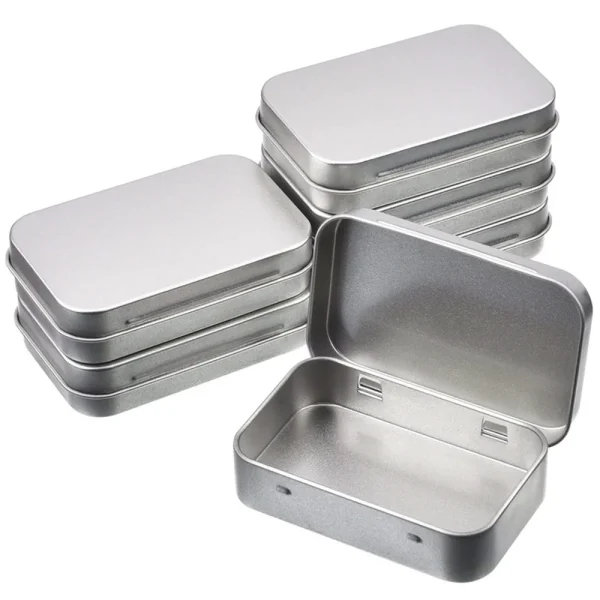 1Pc Metal Rectangular Empty Mini Tin Box Tinplate Push Candy Pill Cases Money Coin Jar Hinged Containers Organizer Storage Box 1